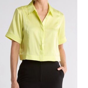 Donna Karan Women's Short Sleeve cropped Blouse